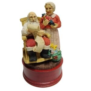Vintage Santa & Mrs. Claus Musical Figurine • Santa's List • Christmas Decor